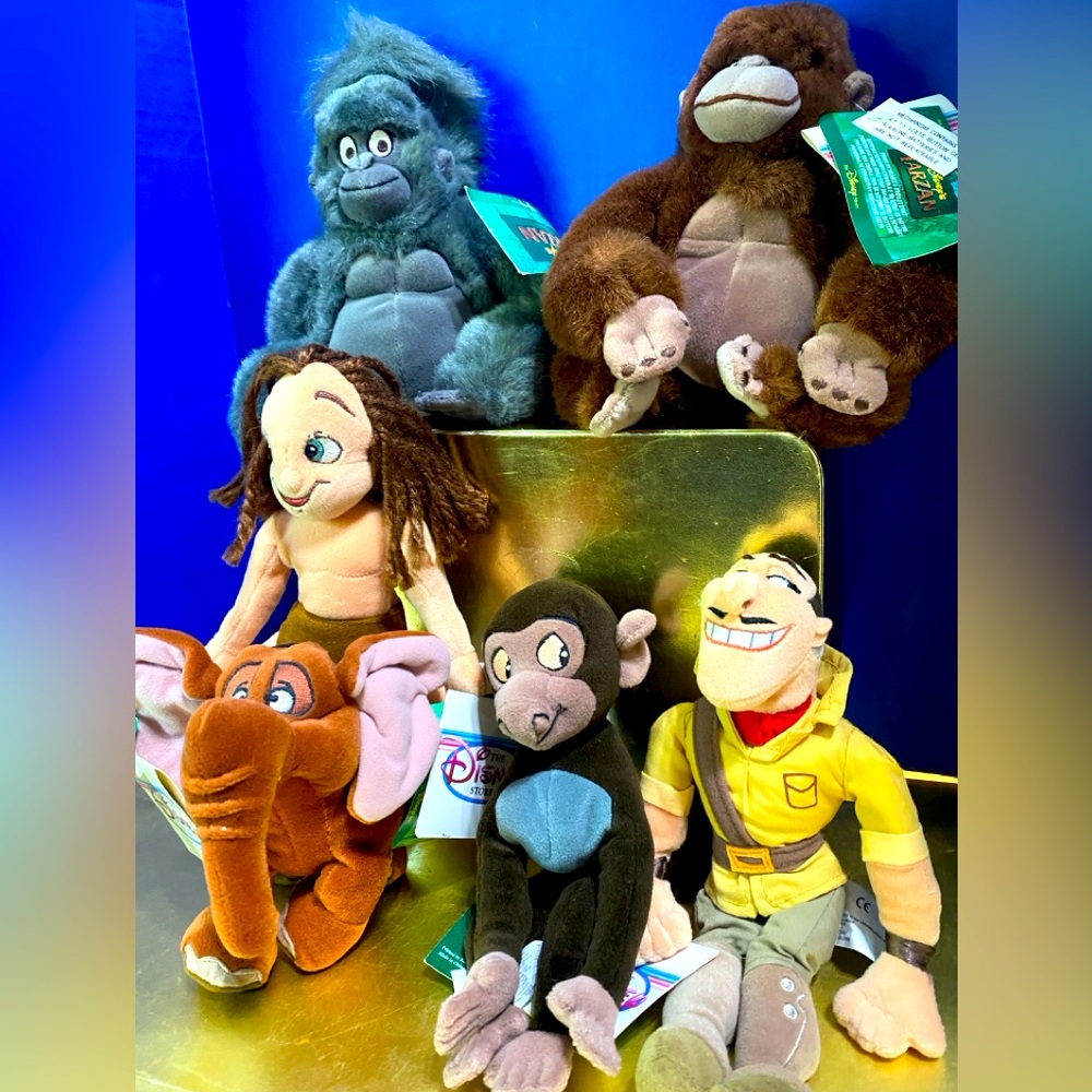 Disney Store & Parks Exclusive NWT VTG TARZAN Beanbag Plush Collection of 6